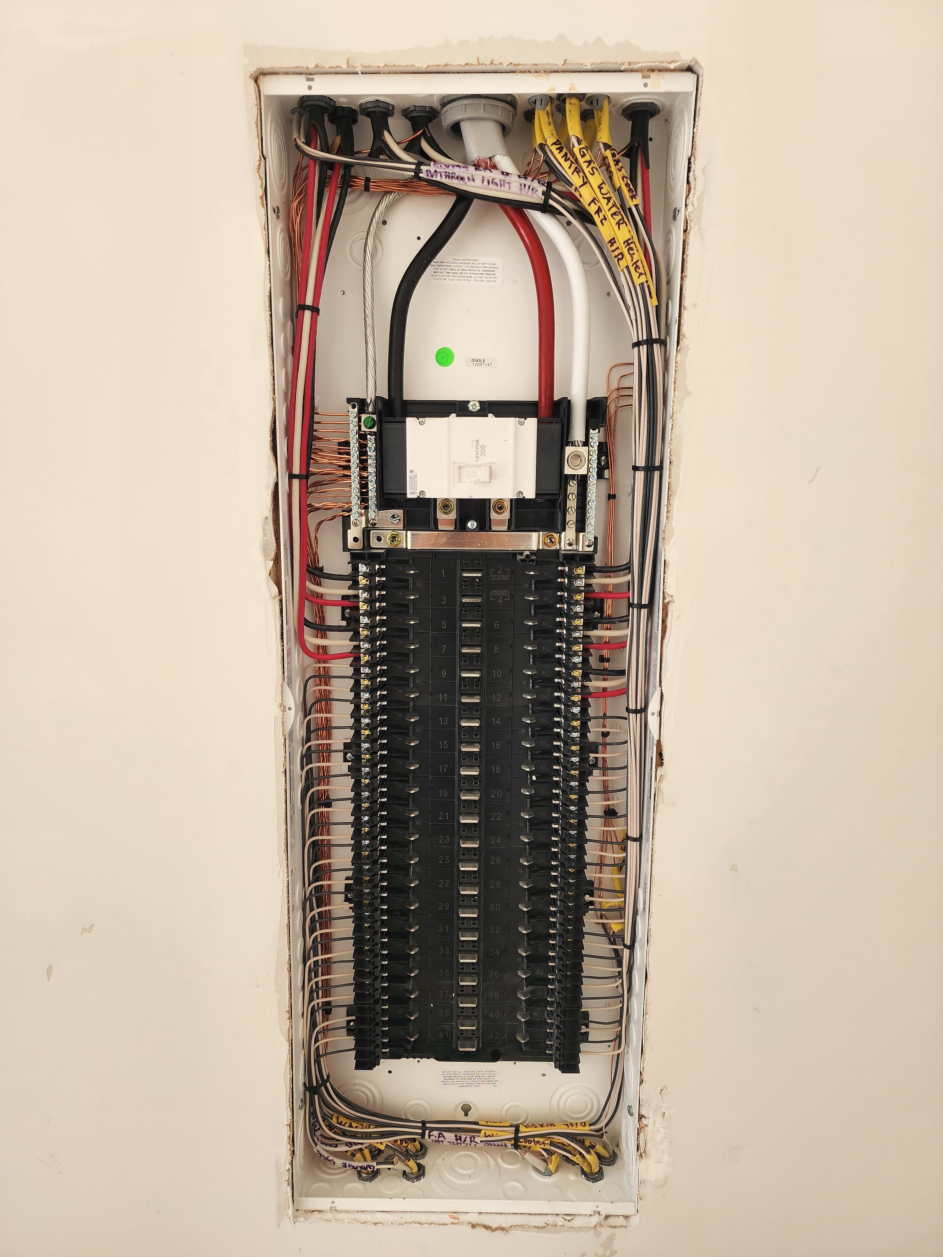 Leviton 200A smart load center with 42 neatly labeled circuits